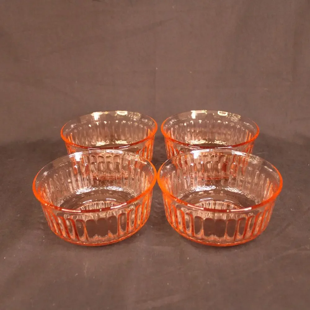 Set of 4 Pink Swirl Glass Tableware Bowls by Fortecrisa Mexico